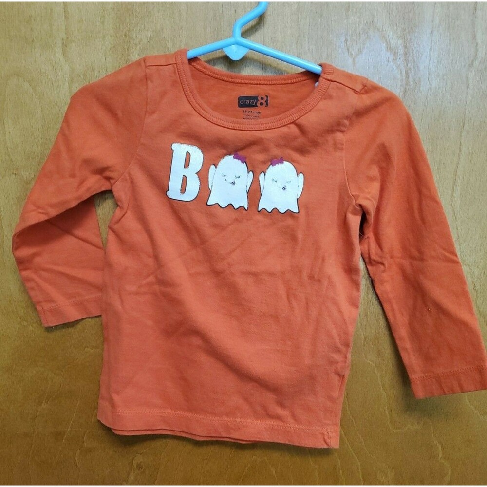 unisex 18-24 month orange BOO Halloween long sleeve shirt